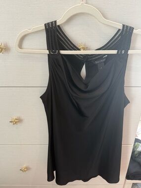 White House Black Market Black Sleeveless Cowl Neck Tank